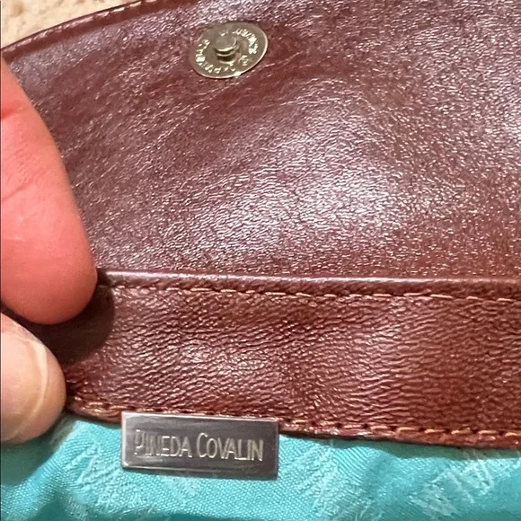 Pineda Covalin Blue and Brown Floral Crossbody Bag - Picture 4 of 8